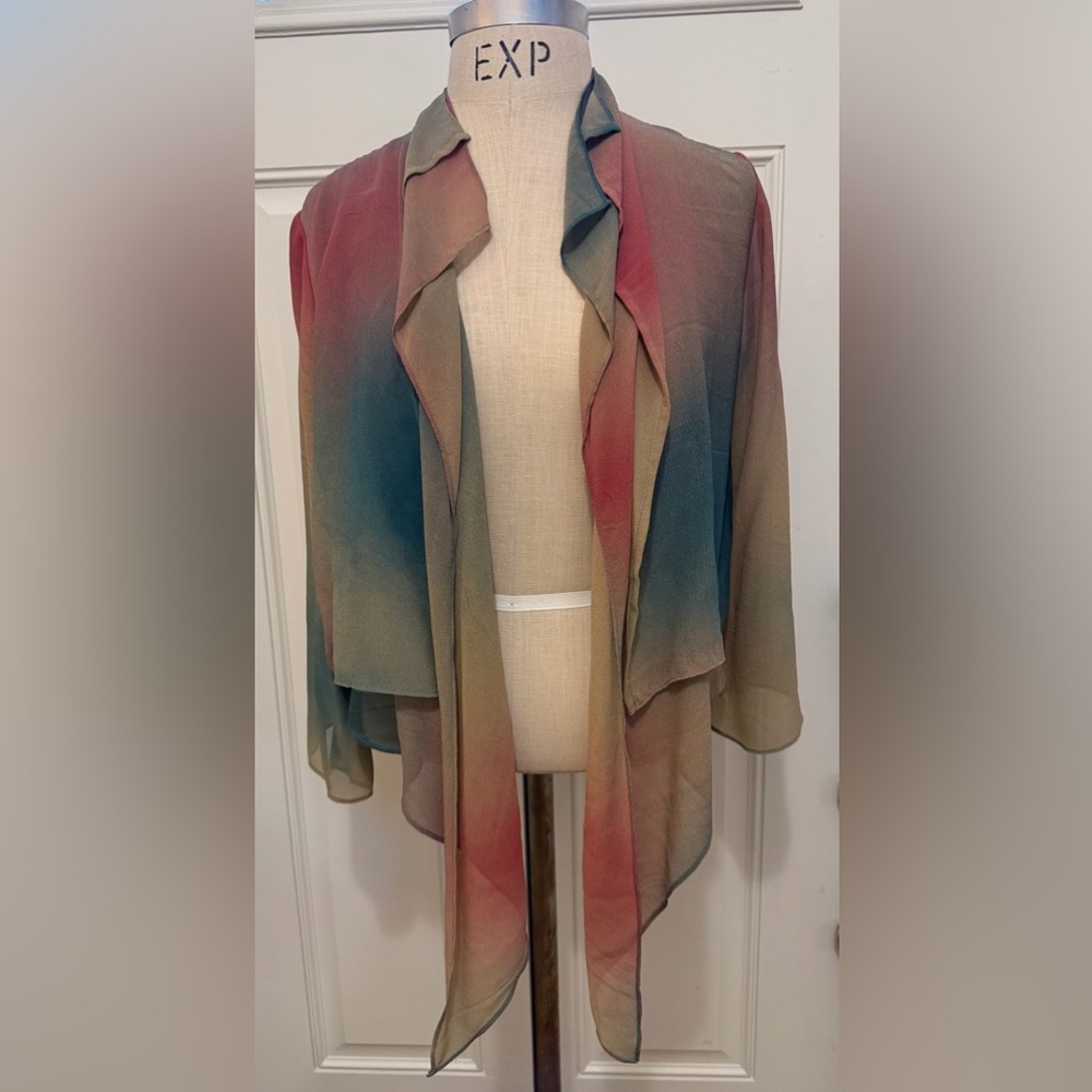 Multicolor Sheer Open Front Cardigan